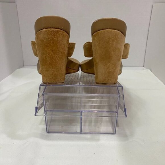 Jeffrey Campbell Suede Wedge Platform Thong Sandals Tan Camel Size 9 - Picture 9 of 9
